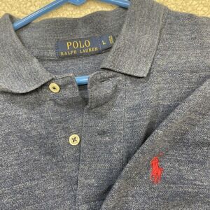 Polo Ralph Lauren Mens Polo Shirt L Blue Heathered Short Sleeve Pony‎ Logo